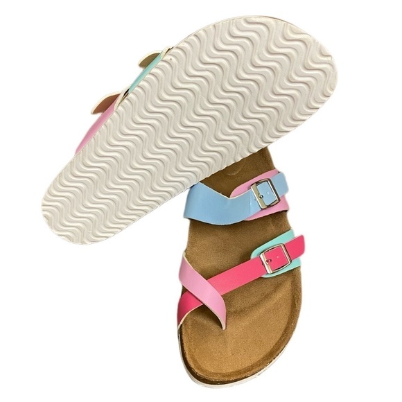 Wonder Nation color block sandals girls size 4 Comfort Footbed & Adjustable - Picture 2 of 5